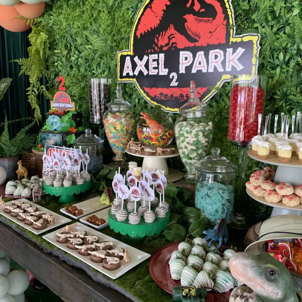Colorful birthday candy table